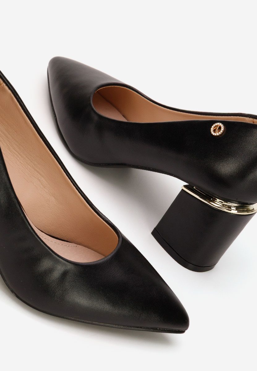 Černé lodičky na hrubém podpatku Nelia V4