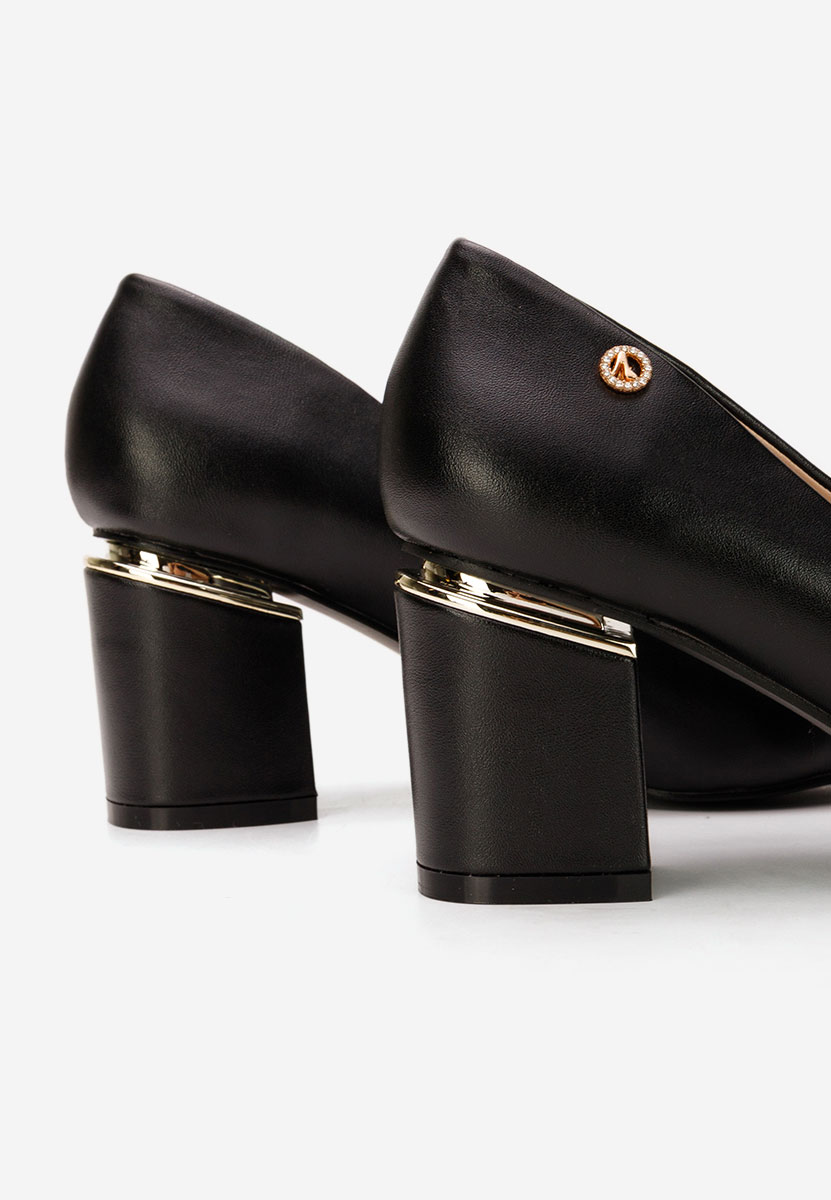 Černé lodičky na hrubém podpatku Nelia V4