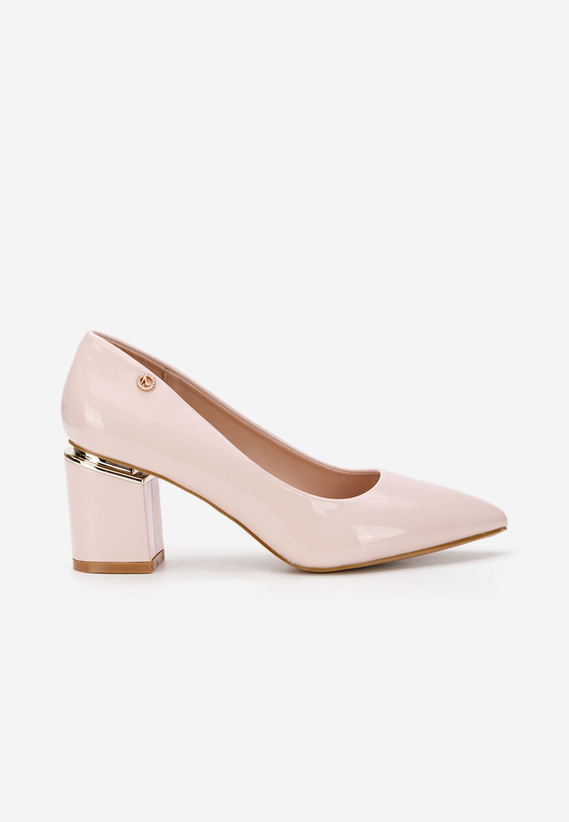 Béžové lodičky na hrubém podpatku Nelia V6