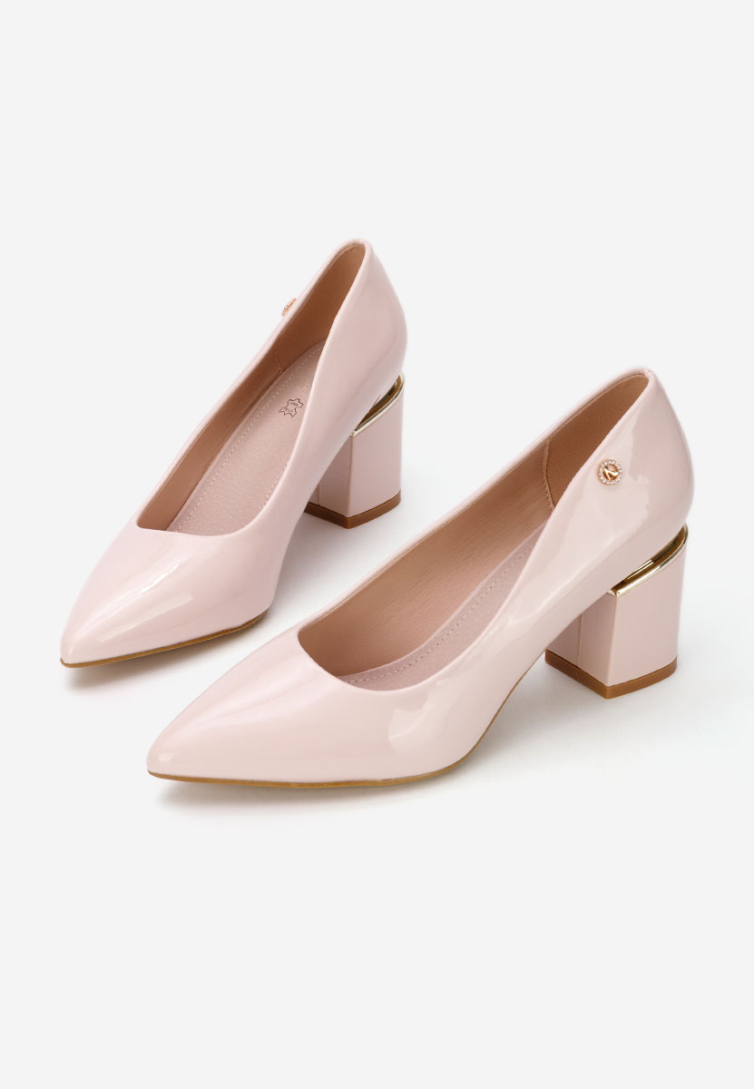 Béžové lodičky na hrubém podpatku Nelia V6