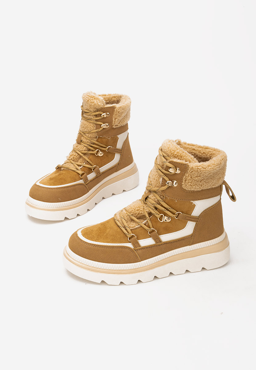 Camelové členkové čižmy na platforme Mavira