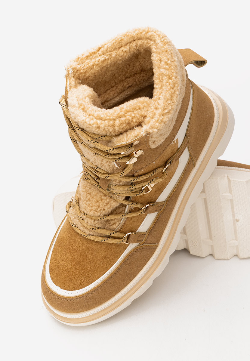 Camelové členkové čižmy na platforme Mavira