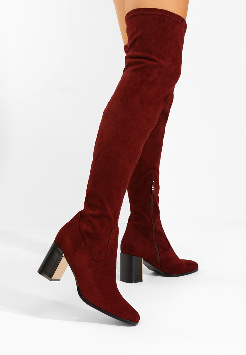 Bordové kozačky nad koleno Jeanne V2