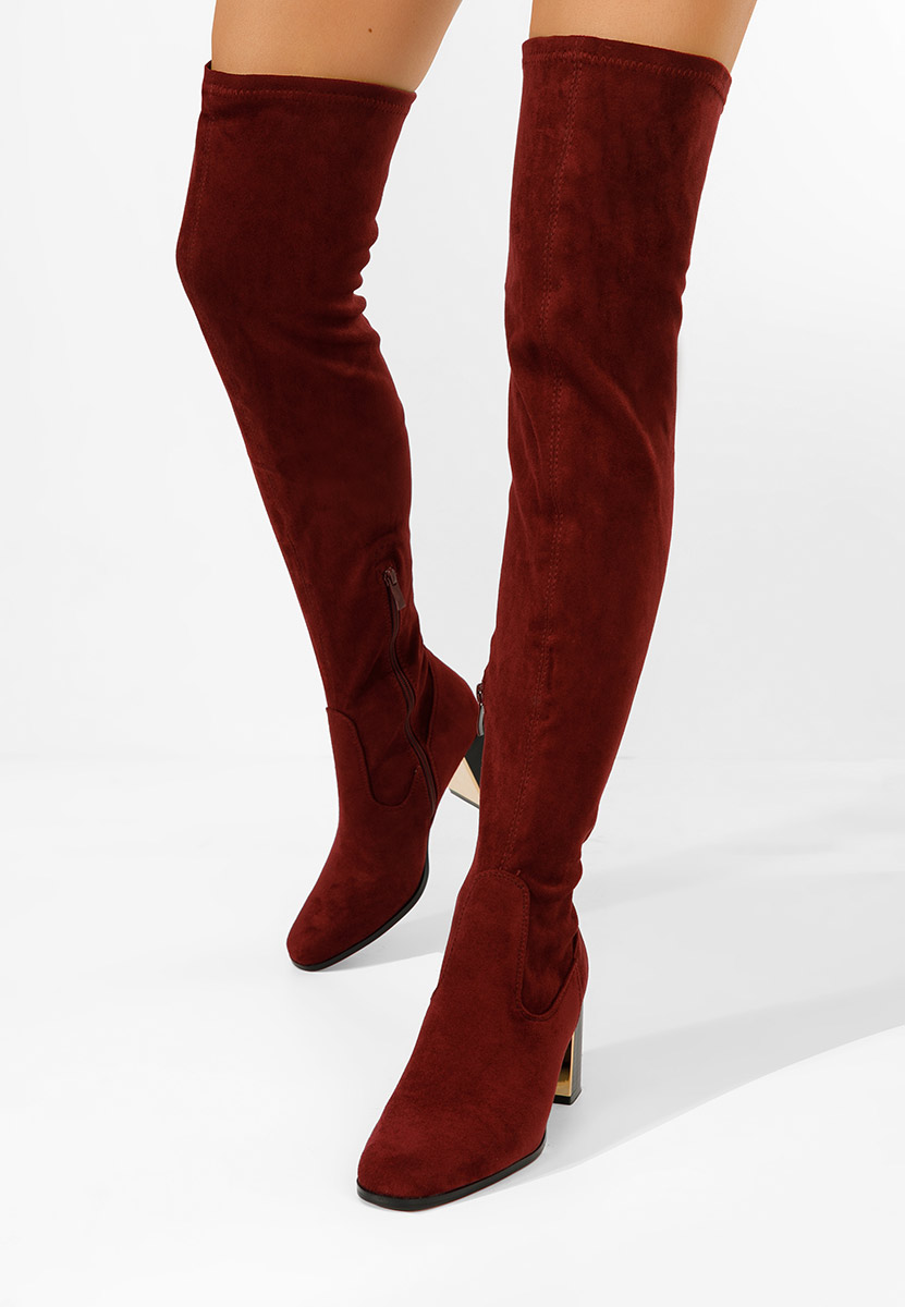 Bordové kozačky nad koleno Jeanne V2