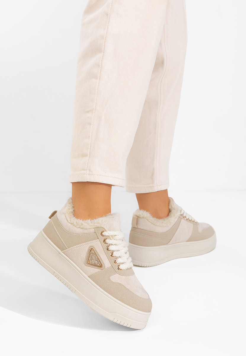 Béžové dámské tenisky na platformě Elivra