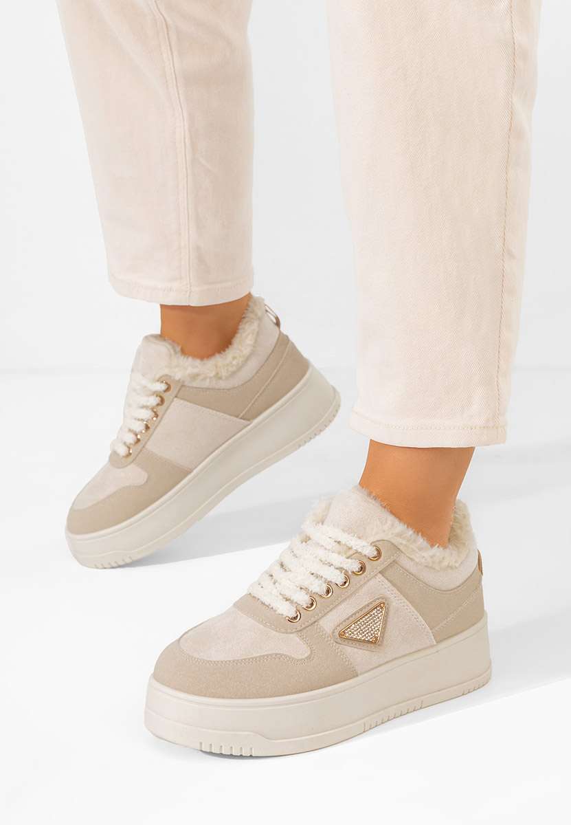 Béžové dámské tenisky na platformě Elivra