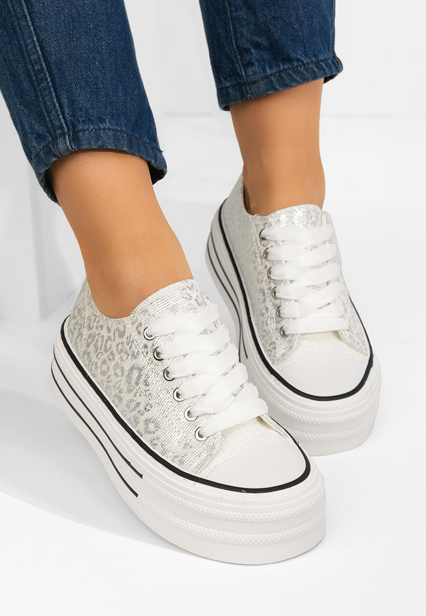 Stribrné tenisky na platformě Nedra