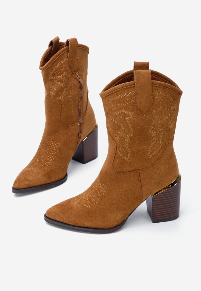 Camelové kotníkové boty cowboy Sudera