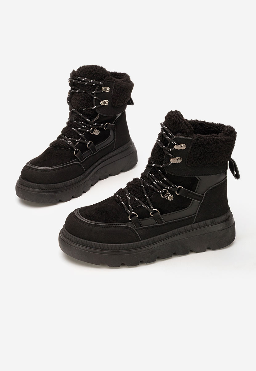 Černé členkové čižmy na platforme Mavira