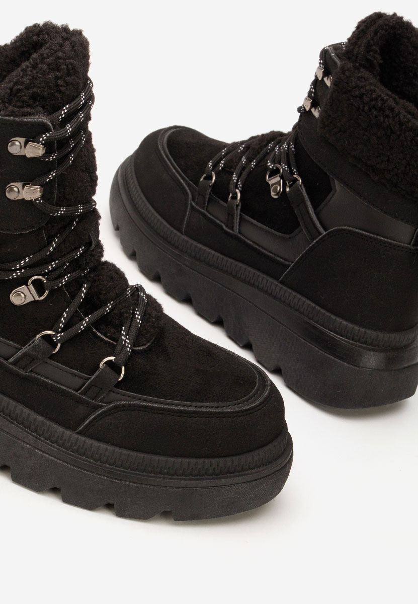 Černé členkové čižmy na platforme Mavira