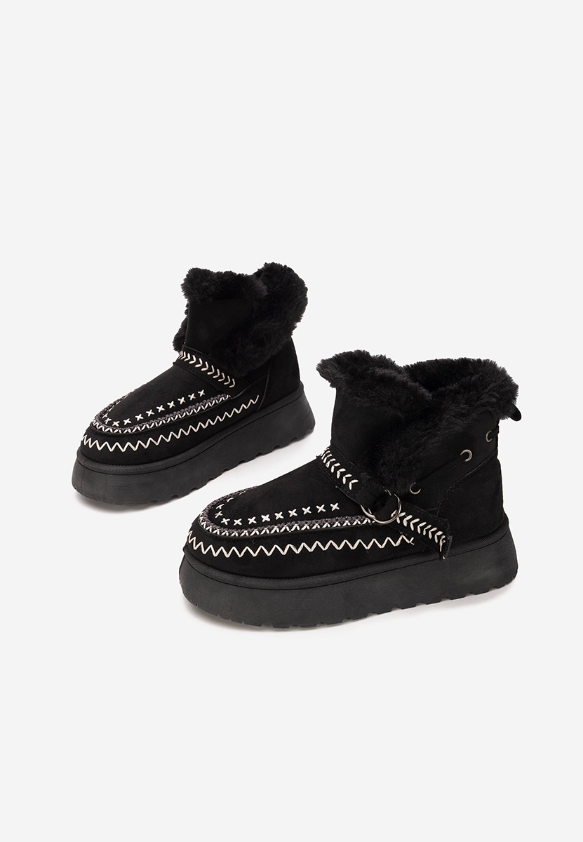 Černé členkové čižmy na platforme Tavoria