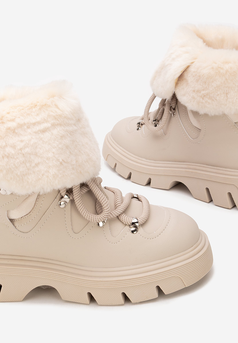 Béžové kotníkové zimní boty Celima