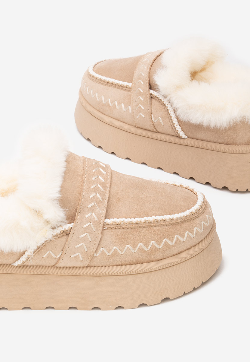 Béžové členkové čižmy na platforme Cirelia