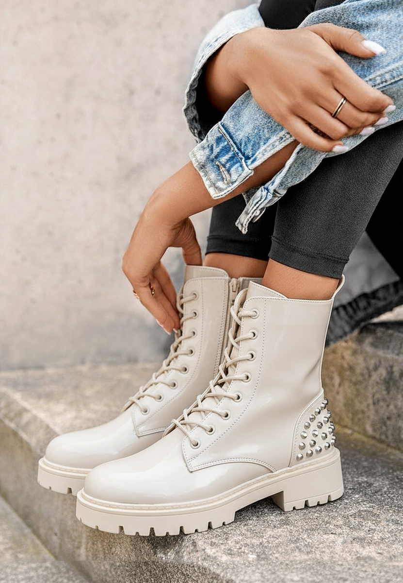 Béžové členkové čižmy na platforme Erminia