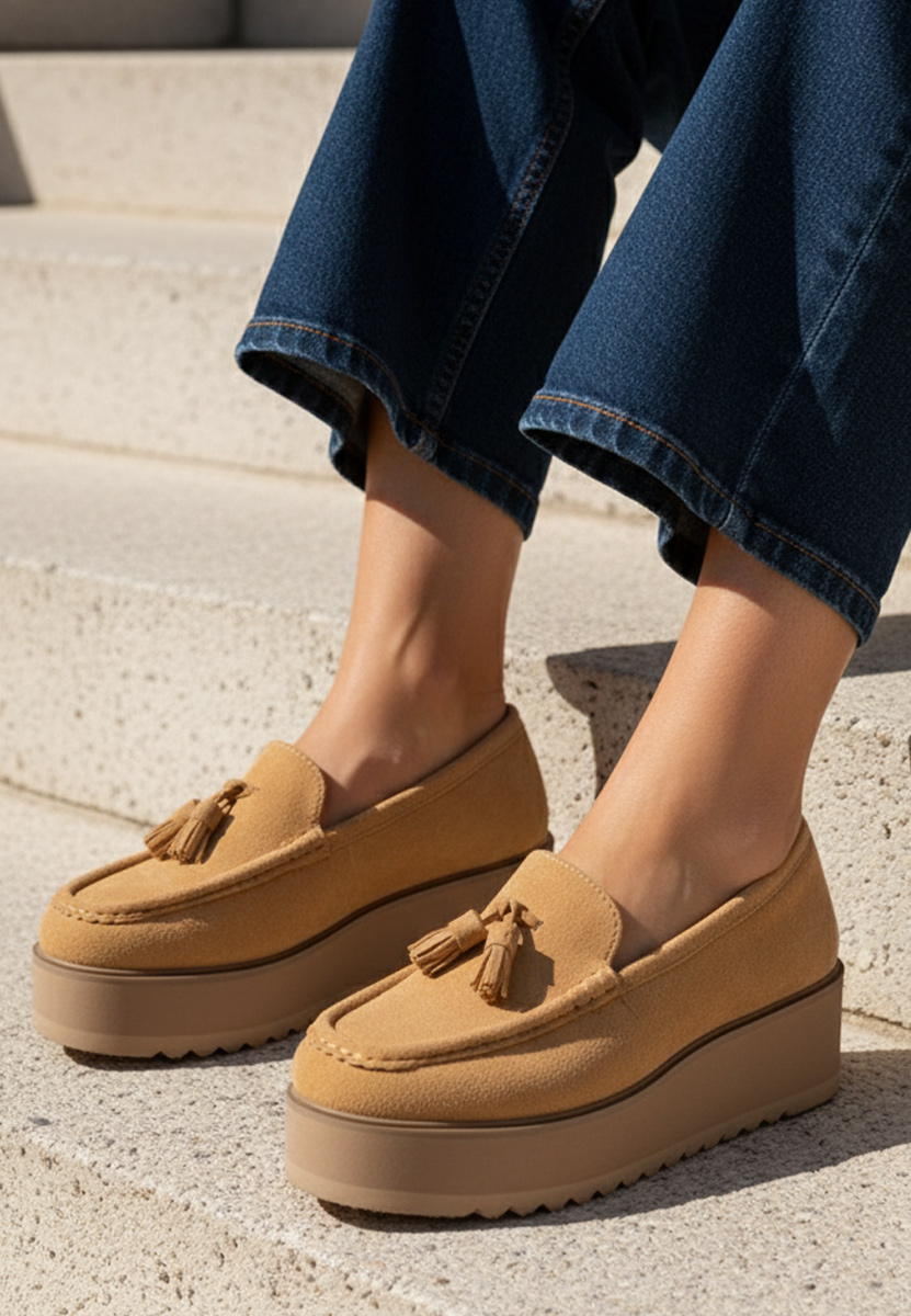 Khaki mokasíny na platformě Leondra Khaki mokasíny na platformě Leondra