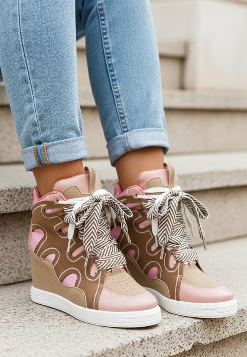 Ružové dámské tenisky na klínku Jessy