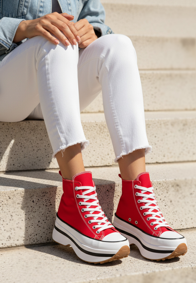 Červené tenisky na platformě Francene