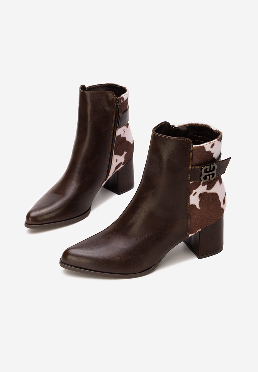 Hnedé kotníkové boty na podpatku Marivora