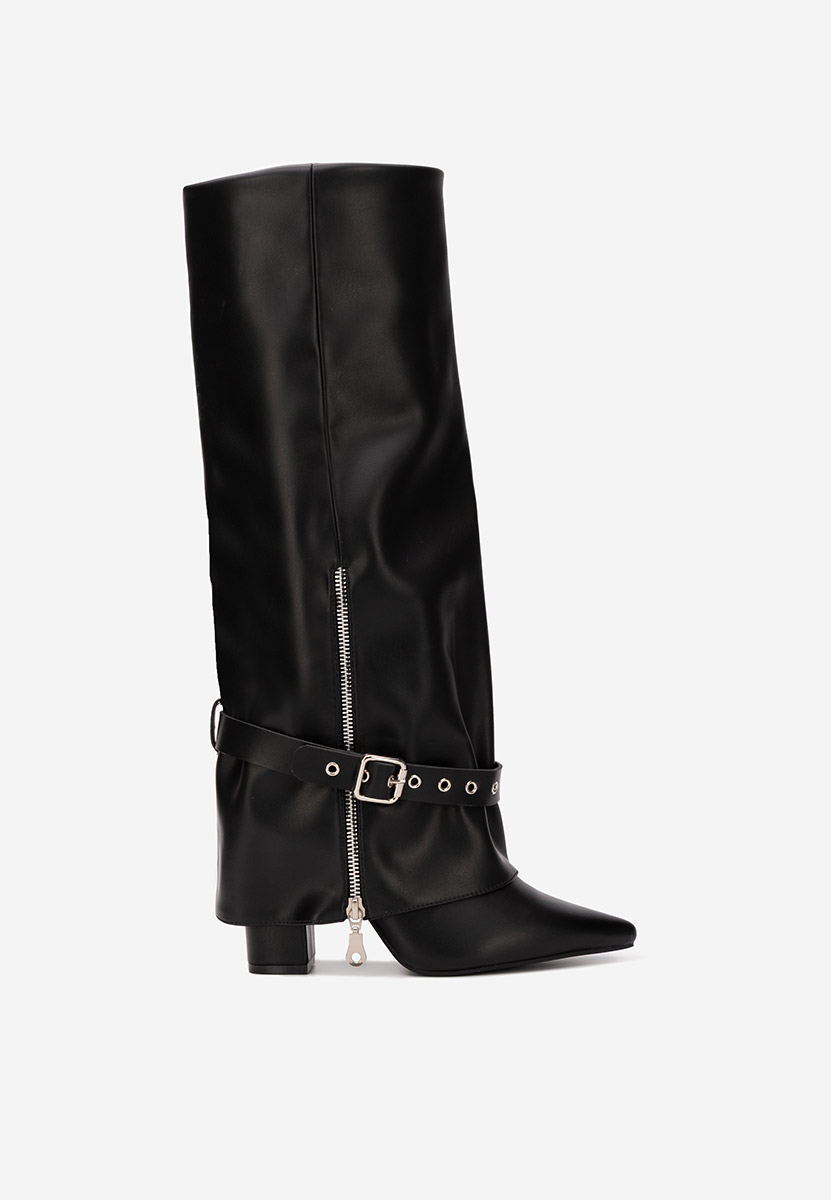 Černé kozačky na podpatku Scotia V2