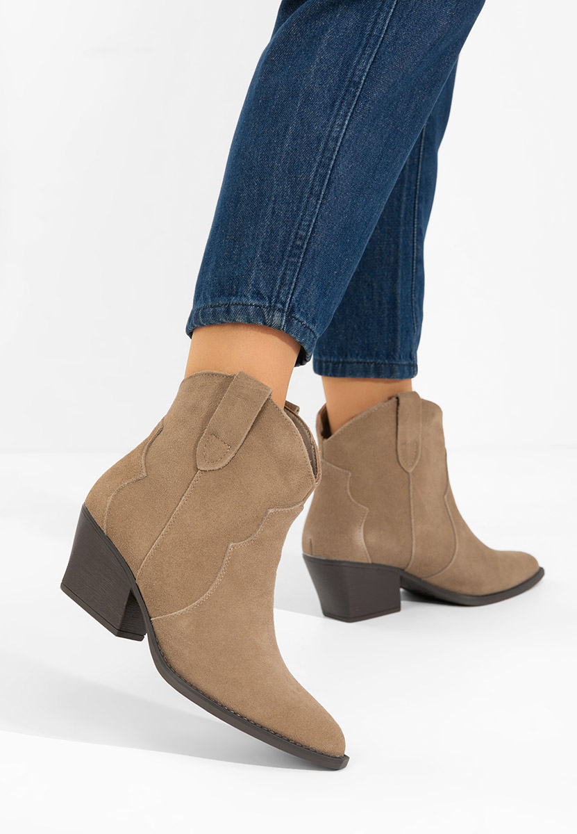 Khaki kotníkové boty cowboy Glavira