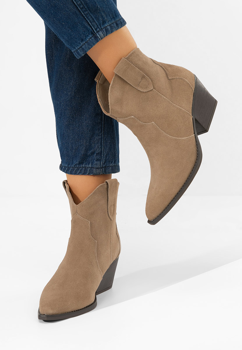 Khaki kotníkové boty cowboy Glavira