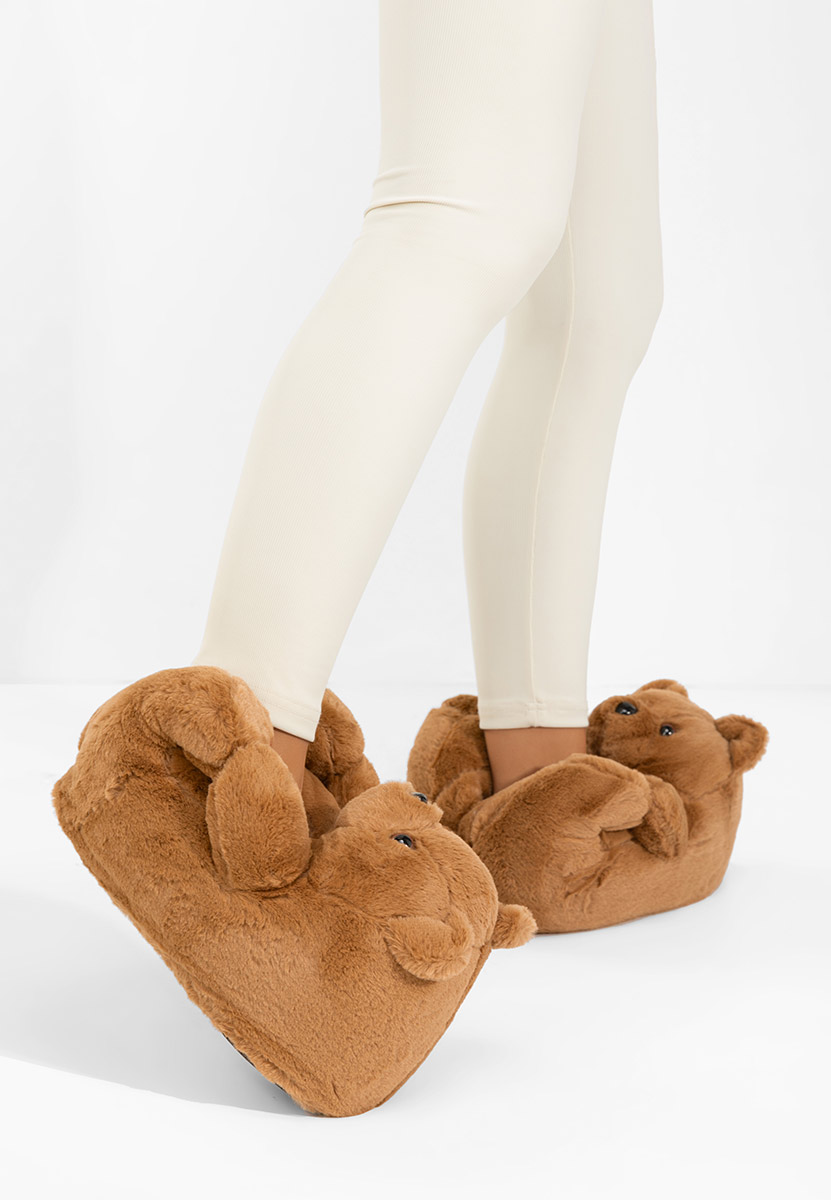 Khaki dámské domácí pantofle Teddy