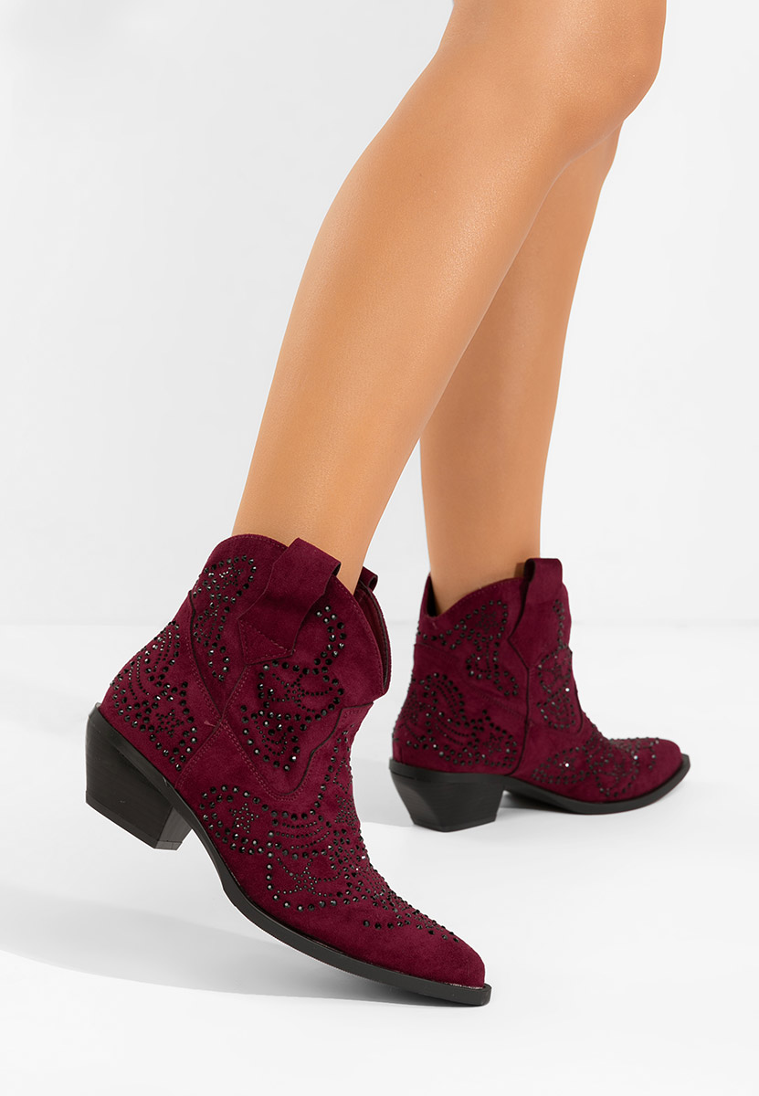 Bordové kotníkové boty cowboy Ninna