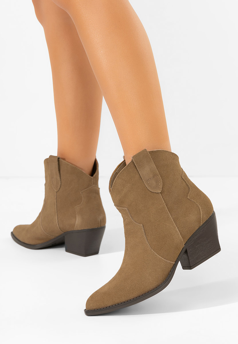 Khaki kotníkové boty cowboy Glavira