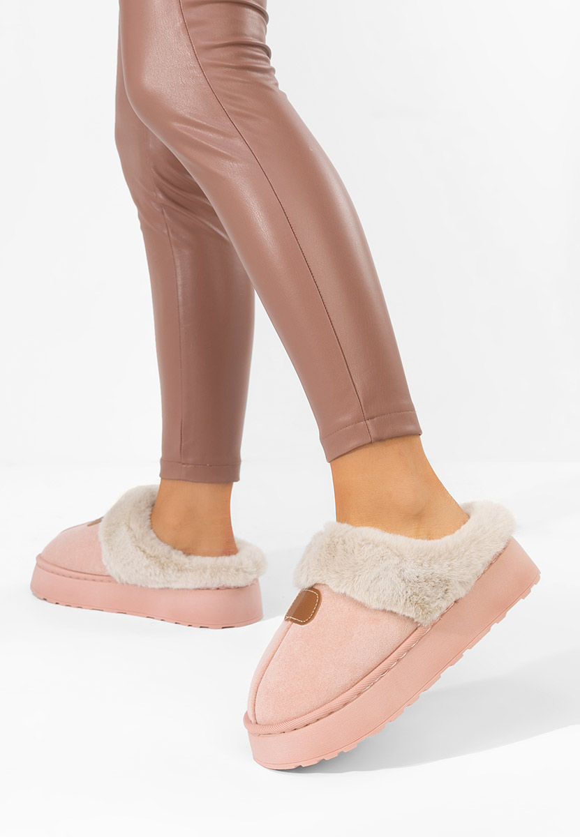 Ružové domácí pantofle Flufina