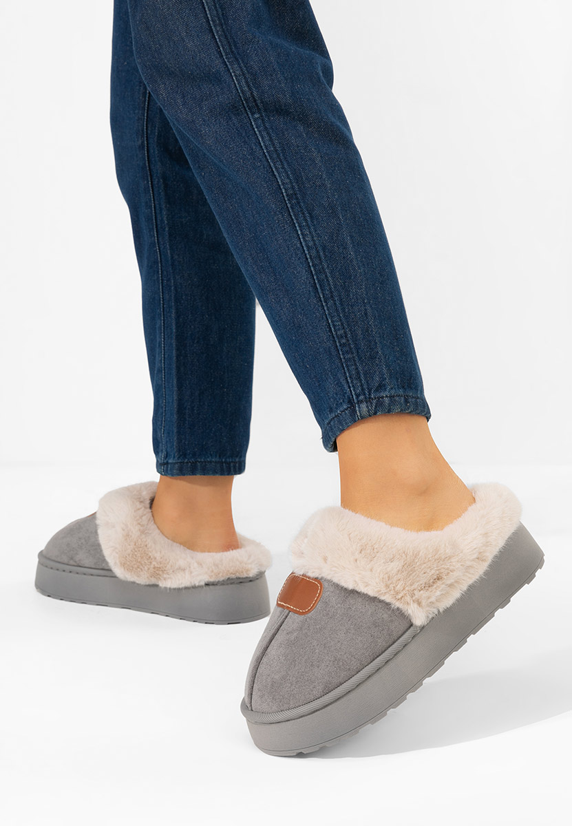 Šedé domácí pantofle Flufina