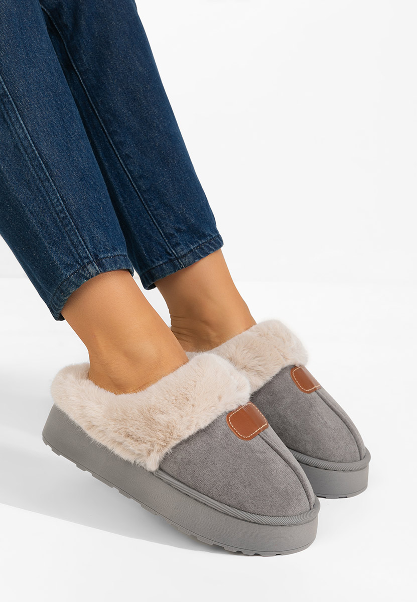 Šedé domácí pantofle Flufina