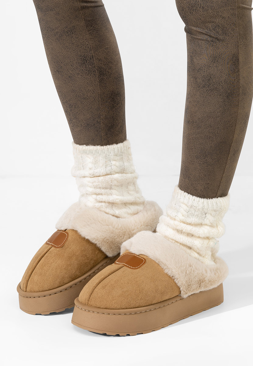 Khaki domácí pantofle Flufina