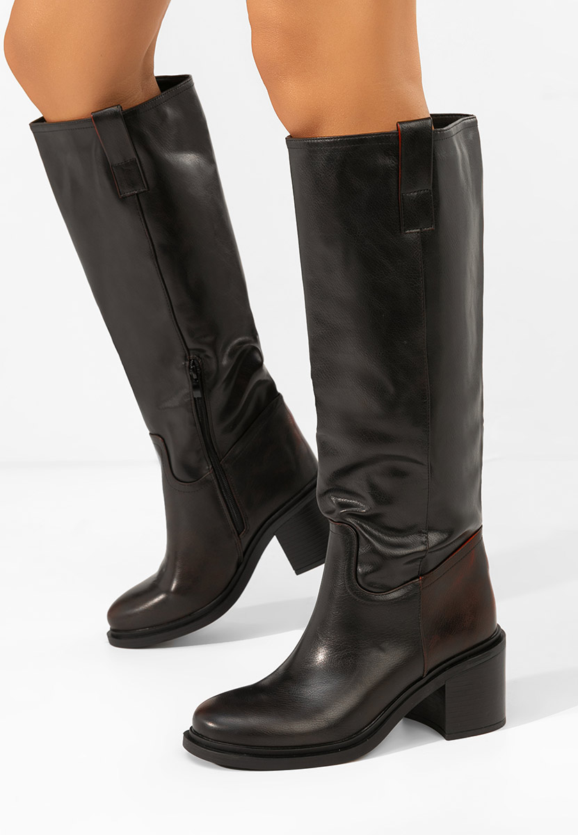  kozačky na podpatku Jasara bordo