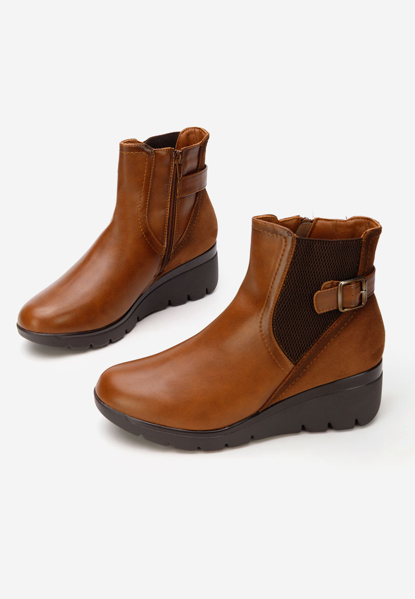 Hnedé kotnikove boty na klínku Ritama