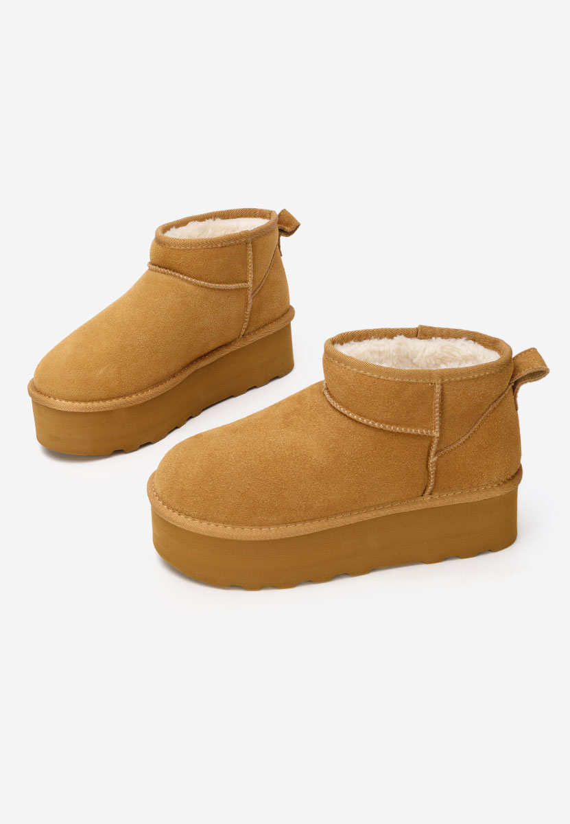 Camelové dámské válenky na platformě Fenoria