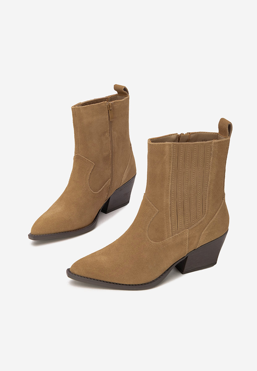 Khaki kotníkové boty cowboy Camela Khaki kotníkové boty cowboy Camela