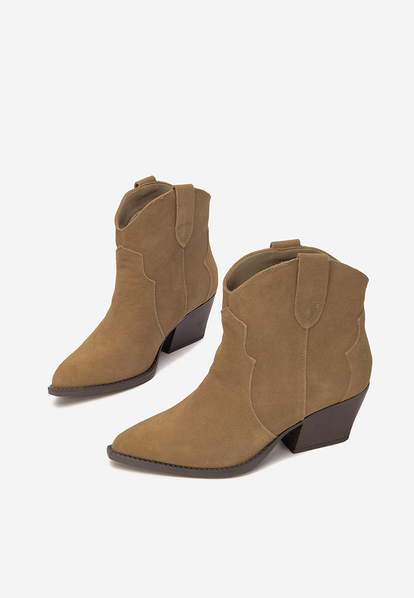 Khaki kotníkové boty cowboy Glavira