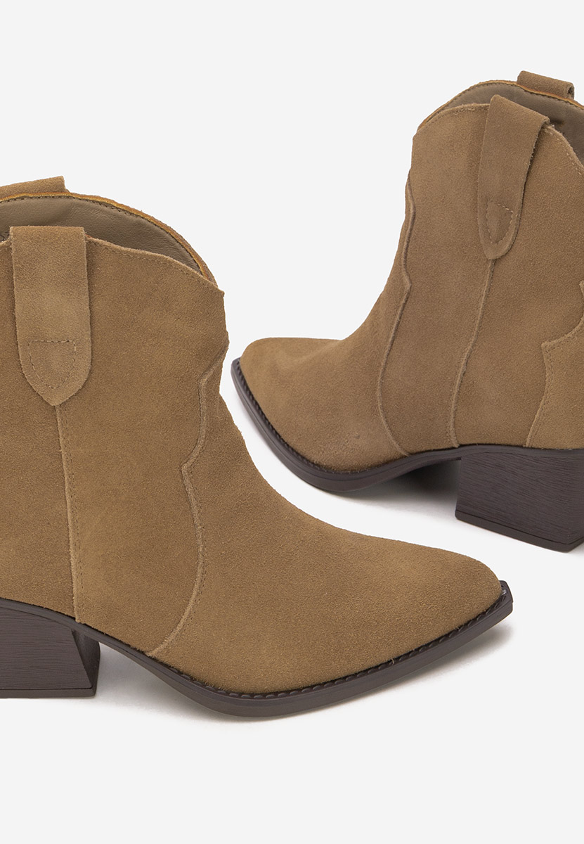 Khaki kotníkové boty cowboy Glavira
