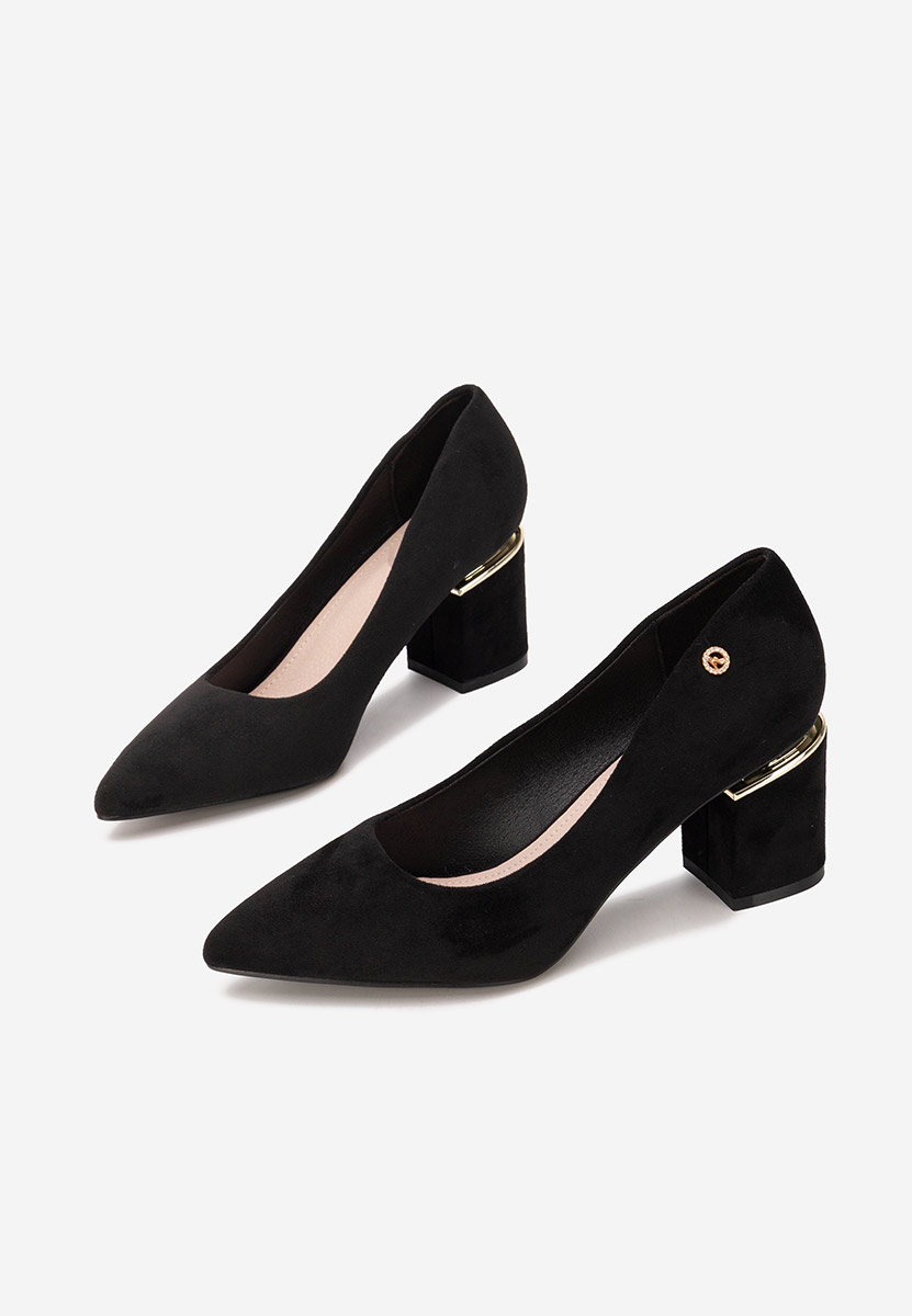 Černé lodičky na hrubém podpatku Nelia V5