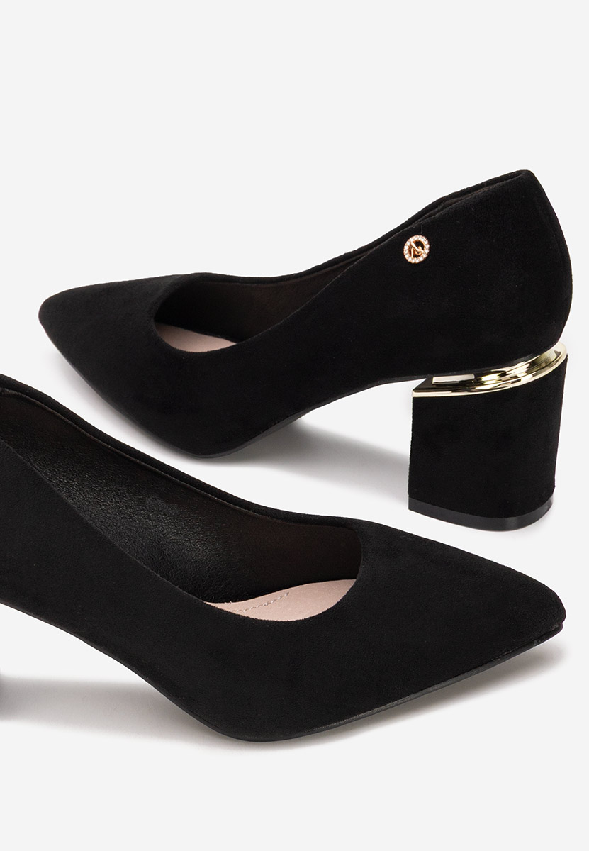 Černé lodičky na hrubém podpatku Nelia V5