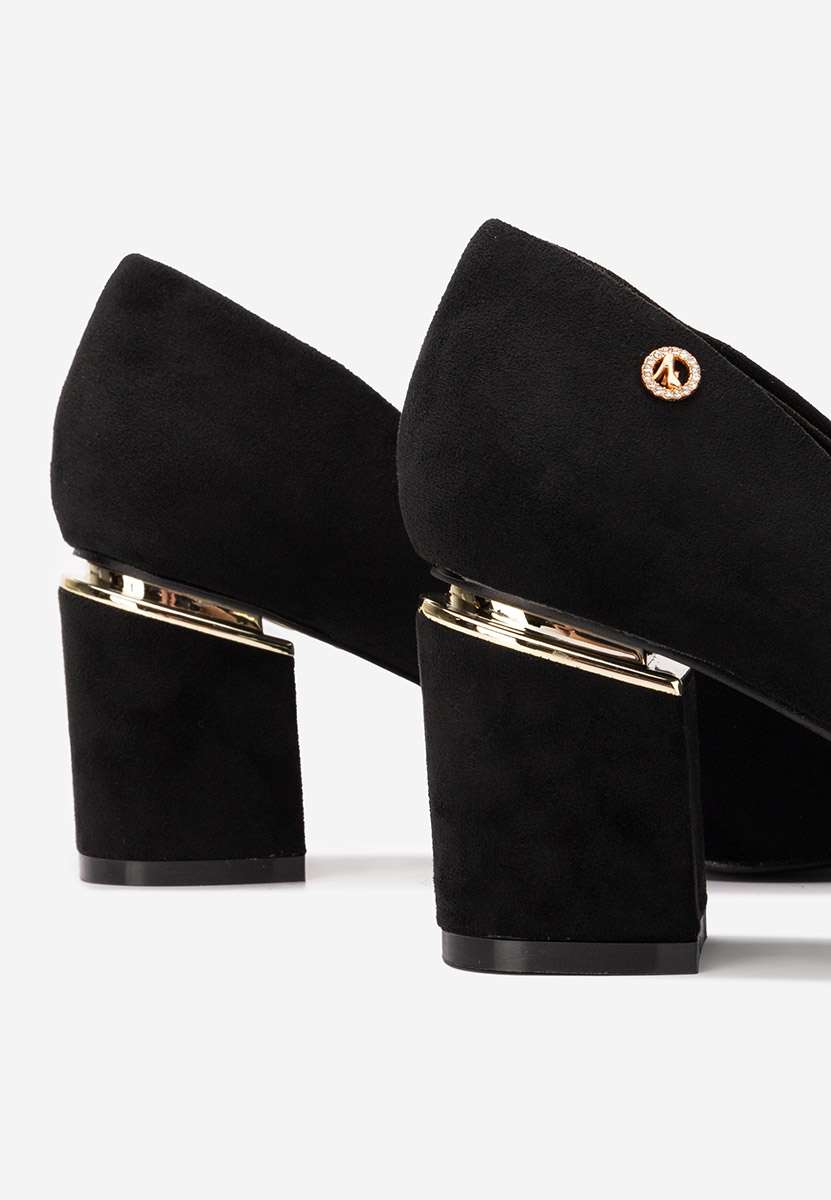 Černé lodičky na hrubém podpatku Nelia V5