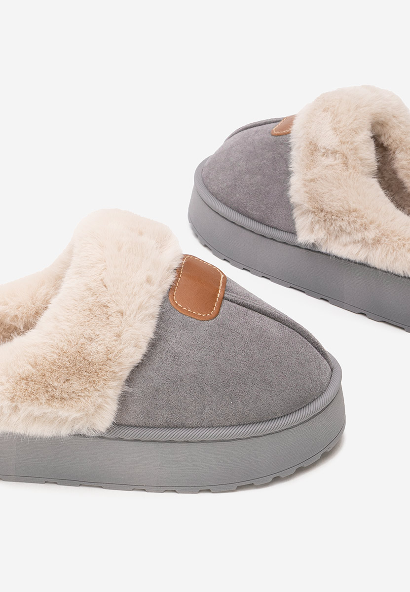 Šedé domácí pantofle Flufina