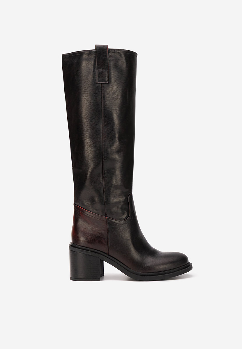  kozačky na podpatku Jasara bordo