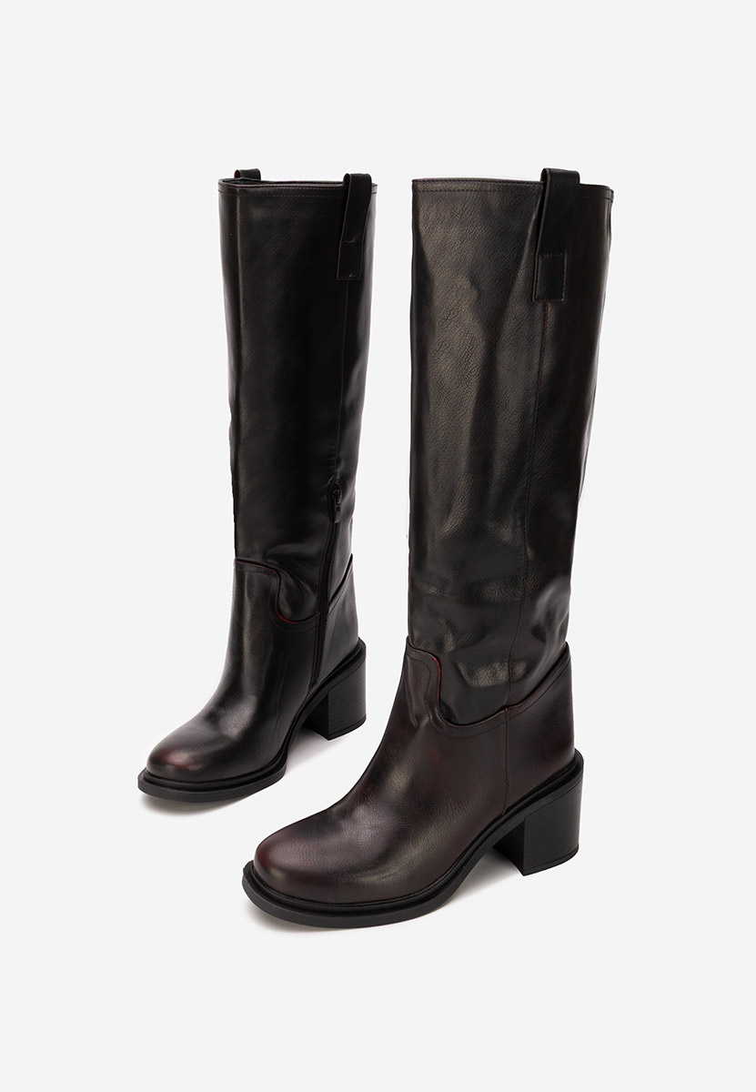  kozačky na podpatku Jasara bordo