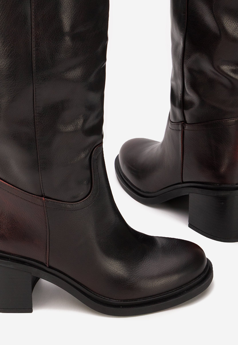  kozačky na podpatku Jasara bordo