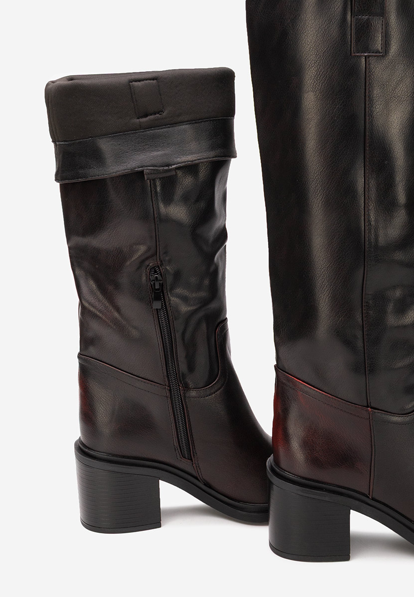  kozačky na podpatku Jasara bordo