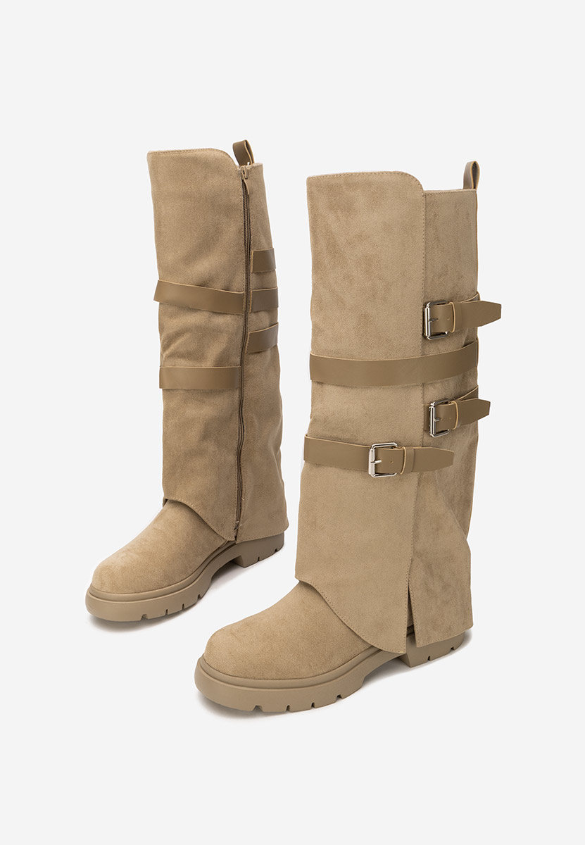Khaki dámské nízké kozačky Glinara Khaki dámské nízké kozačky Glinara