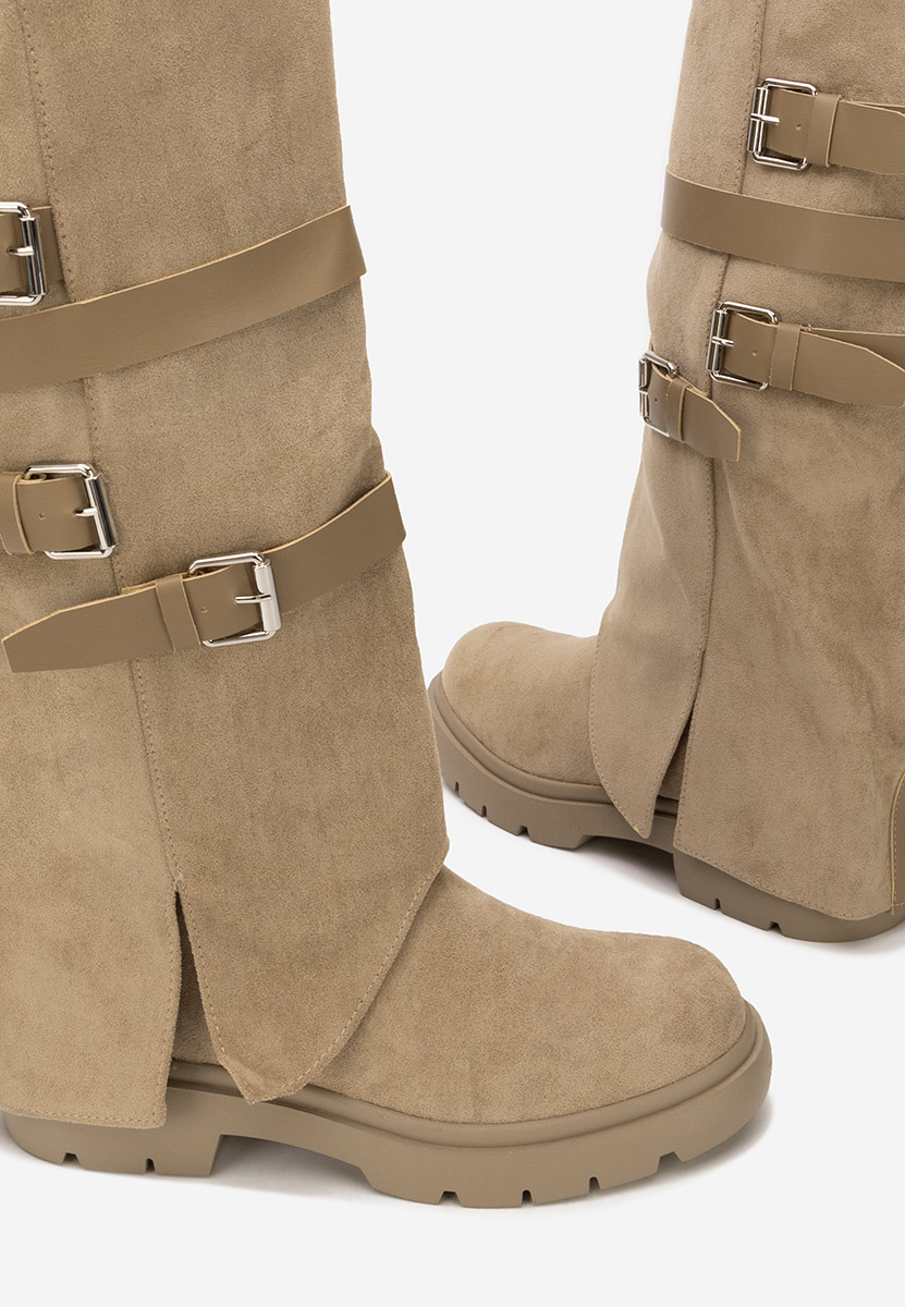 Khaki dámské nízké kozačky Glinara Khaki dámské nízké kozačky Glinara