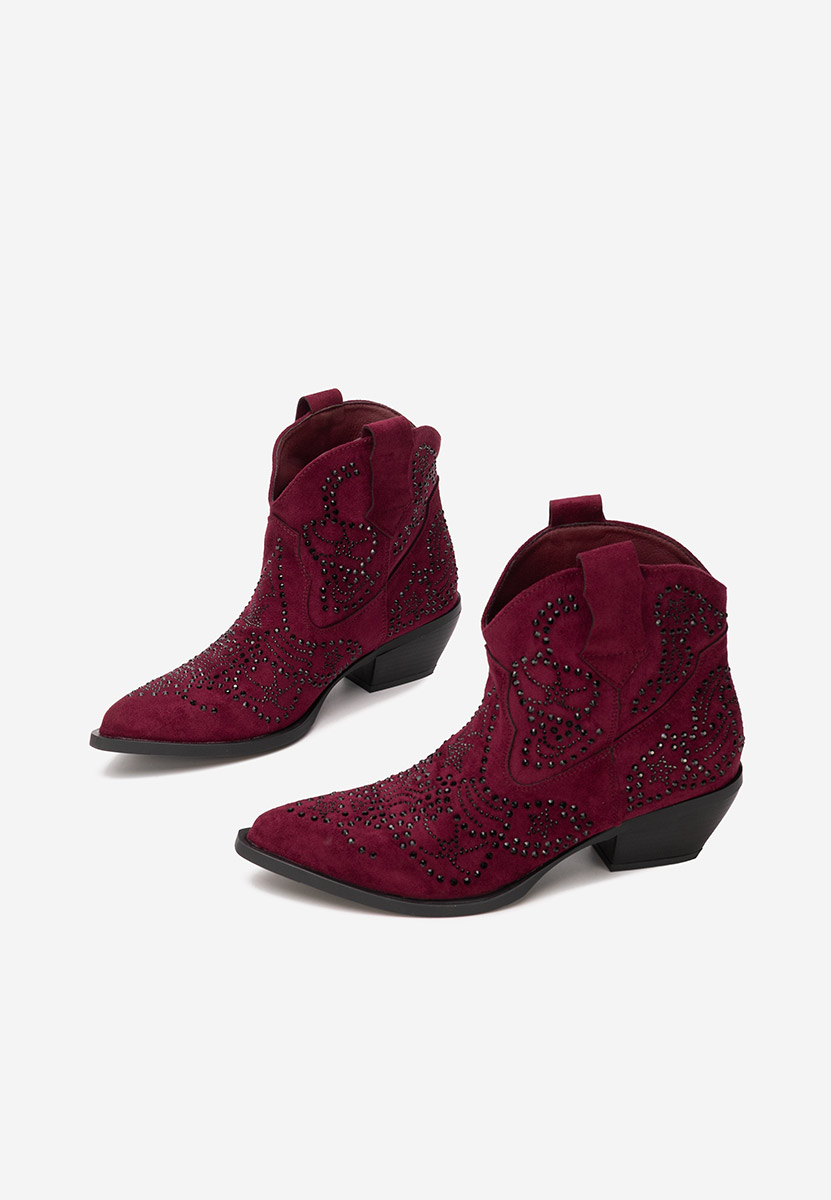 Bordové kotníkové boty cowboy Ninna