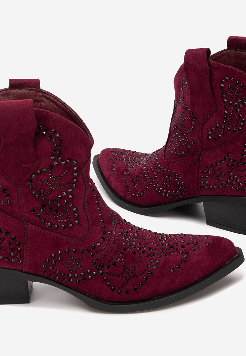 Bordové kotníkové boty cowboy Ninna